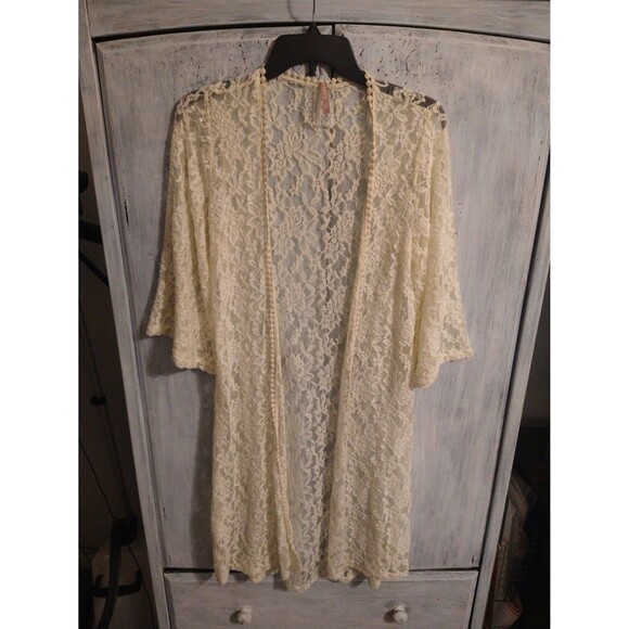 Mauve Anthropologie lace open flared  cardigan  Sm Boho Cottagecore Feminine Y2k - Picture 1 of 10